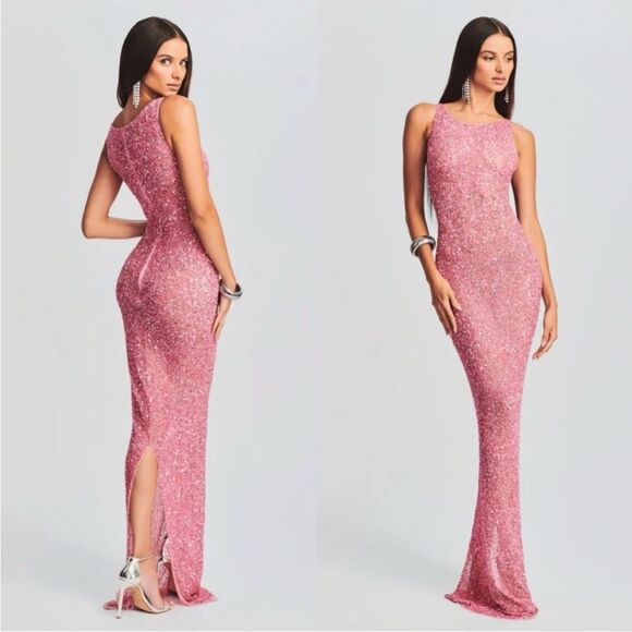 Retrofete Dresses & Skirts - Retrofete Sasha Bubblegum Pink Sequin Embellished Maxi Dress Gown XS NWT